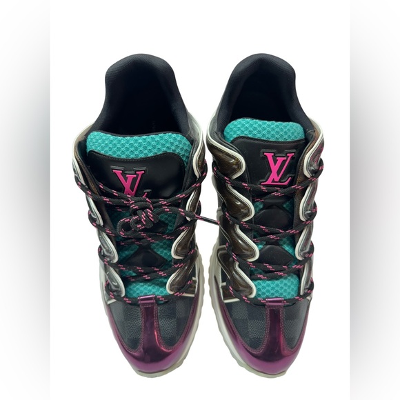 Louis Vuitton Multicolor Coated Canvas and Leather Zig Zag Lace Up Sneakers - Picture 3 of 5